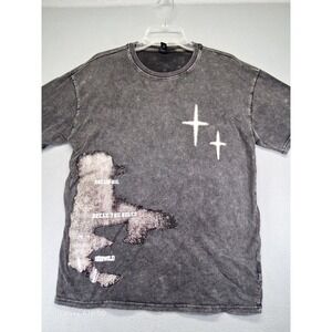Romwe Men Short Sleeve Gray T Shirt Cross Size S